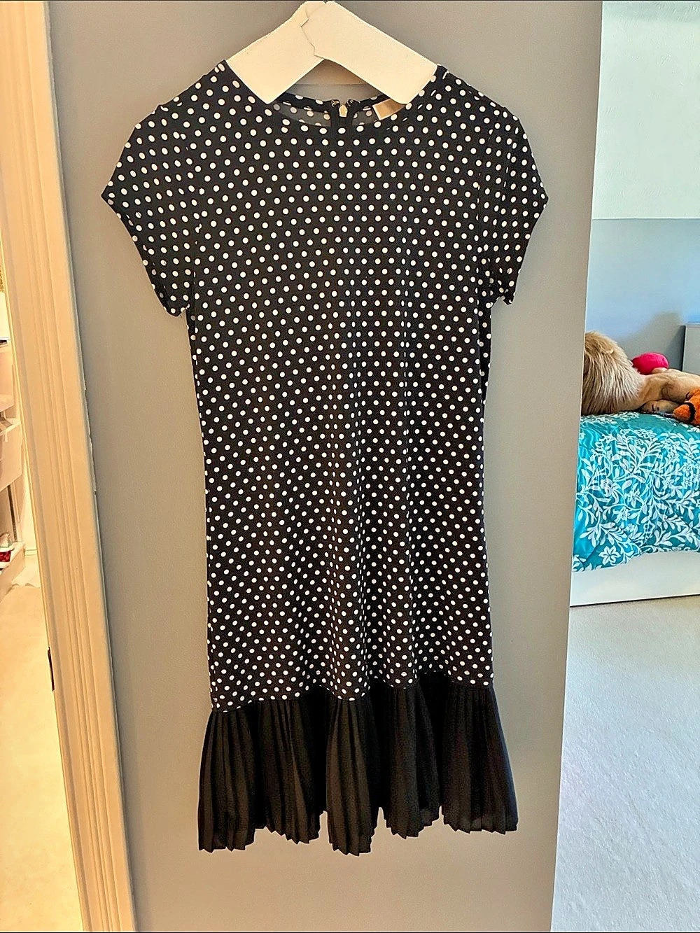 Michael Kors Polka Dot Flounce Dress in Black & White Size XS